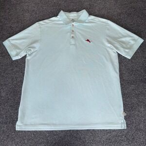 Tommy Bahama Polo Shirt Mens Medium Blue Supima Cotton Short‎ Sleeve Casual Top